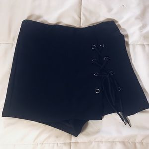 Black Lace Up Skort